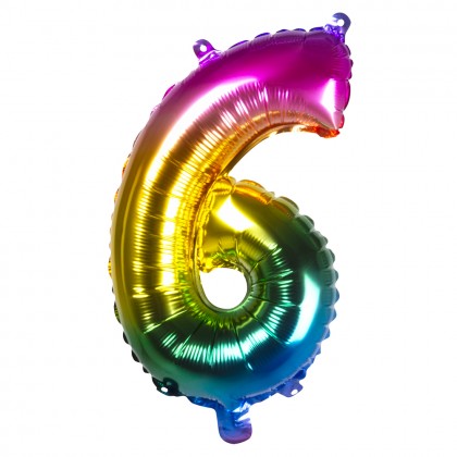 St. Folieballon '6' regenboog (66 cm)