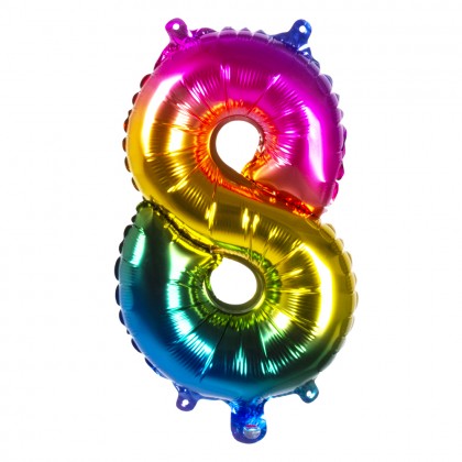 St. Folieballon '8' regenboog (66 cm)