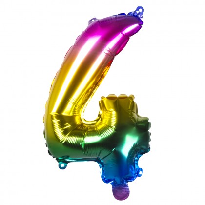 Folieballon '4' regenboog (36 cm)