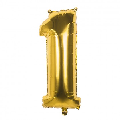 Folieballon '1' goud (36 cm)