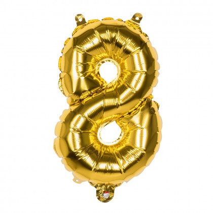 Folieballon '8' goud (36 cm)