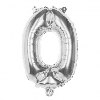 Folieballon '0' zilver (36 cm)