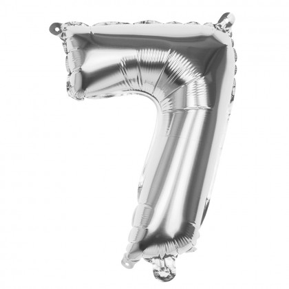 Folieballon '7' zilver (36 cm)