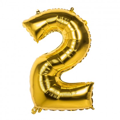 Folieballon '2' goud (86 cm)