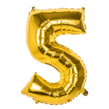 Folieballon '5' goud (86 cm)
