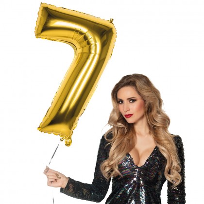 St. Folieballon '7' goud (86 cm)