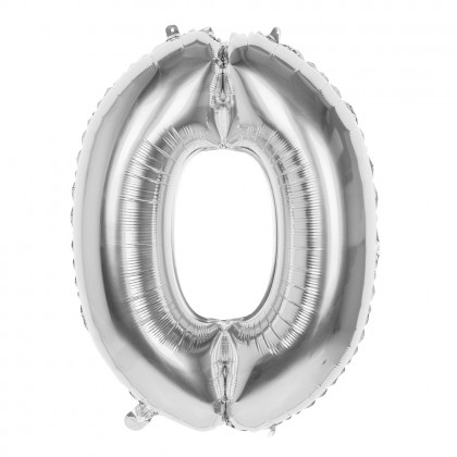 Folieballon '0' zilver (86 cm)