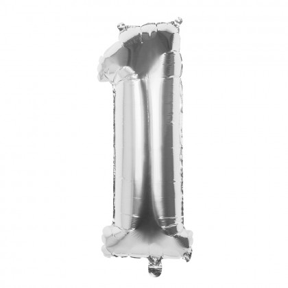 Folieballon '1' zilver (86 cm)