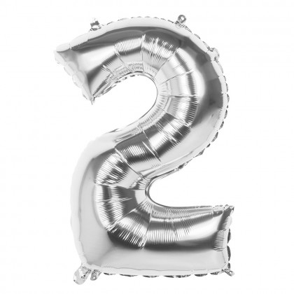 Folieballon '2' zilver (86 cm)
