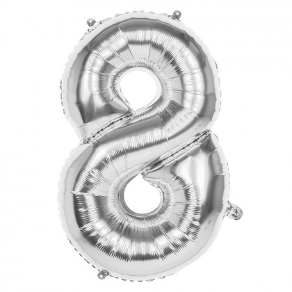 St. Folieballon '8' zilver (86 cm)