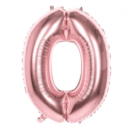 Folieballon '0' roségoud (86 cm)
