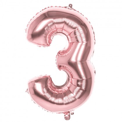Folieballon '3' roségoud (86 cm)