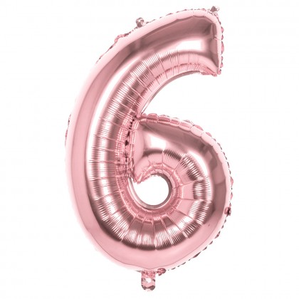 Folieballon '6' roségoud (86 cm)