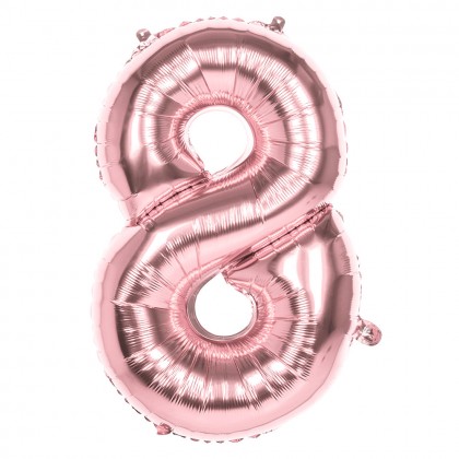 Folieballon '8' roségoud (86 cm)