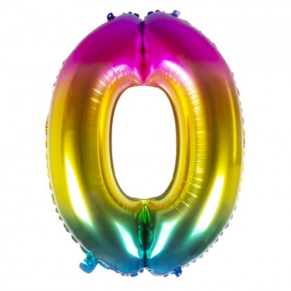 Folieballon '0' regenboog (86 cm)