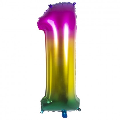 Folieballon '1' regenboog (86 cm)