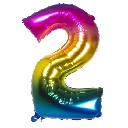 Folieballon '2' regenboog (86 cm)