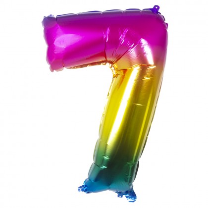 Folieballon '7' regenboog (86 cm)