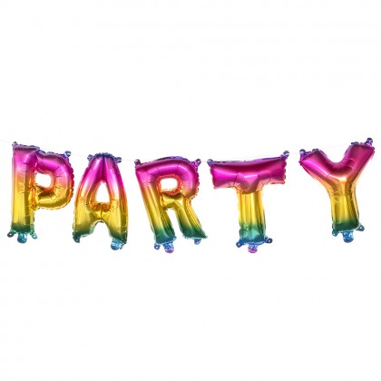 Folieballonslinger 'Party' regenboog (3 m)