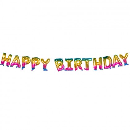 Folieballonslinger 'Happy birthday' (8 m)