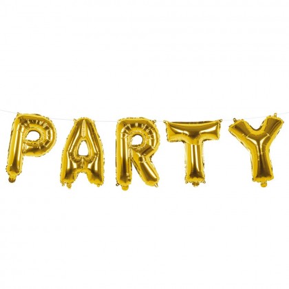 Folieballonslinger 'Party' goud (3m)