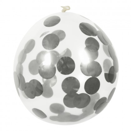 Set 5 latex confettiballonnen zilver (Ø 30 cm)