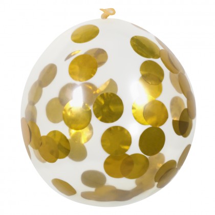 Set 5 latex confettiballonnen goud (Ø 30 cm)