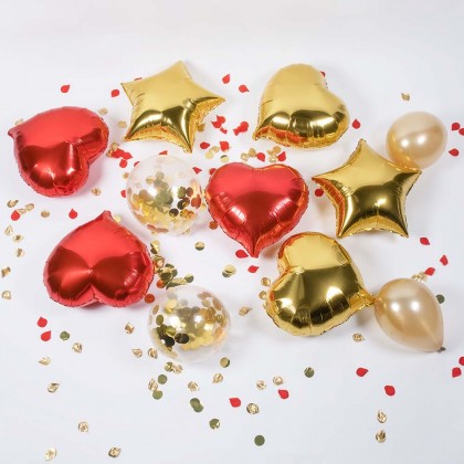 Set 5 latex confettiballonnen goud (Ø 30 cm)