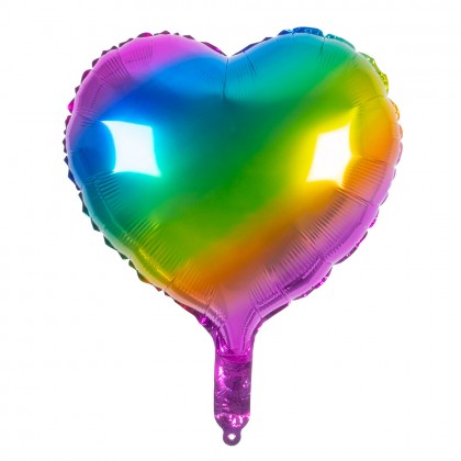 Folieballon Hart regenboog (40 x 45 cm)