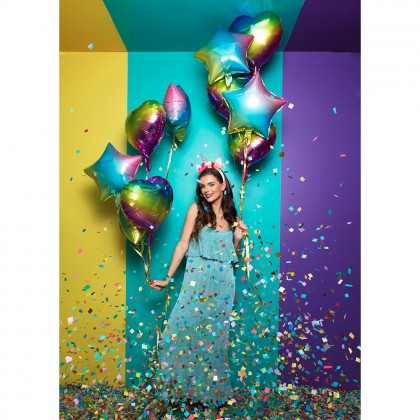 St. Folieballon Ster regenboog (40 x 45 cm)