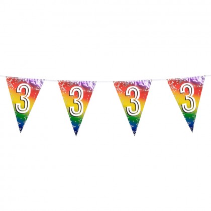 Folievlaggenlijn Rainbow '3' (30 x 20 cm, 6 m)
