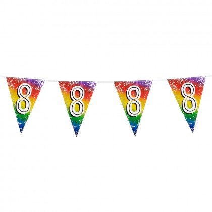 Folievlaggenlijn Rainbow '8' (30 x 20 cm, 6 m)