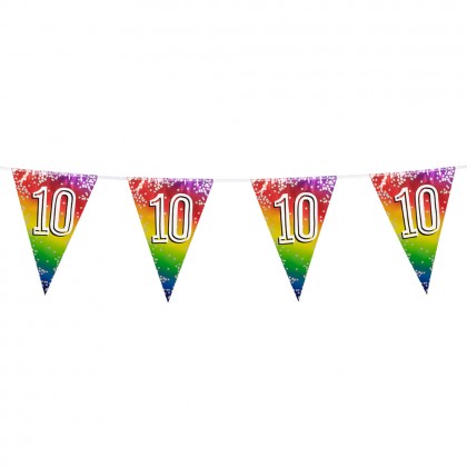 Folievlaggenlijn Rainbow '10' (30 x 20 cm, 6 m)