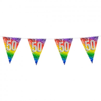Folievlaggenlijn Rainbow '50' (30 x 20 cm, 6 m)