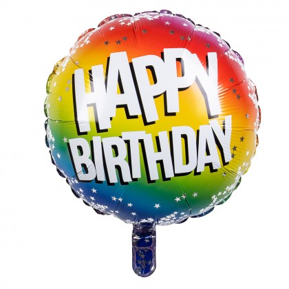 Folieballon Rainbow 'Happy birthday' dubbelzijdig (Ø 45 cm)