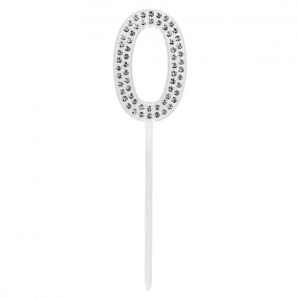 Diamanten taarttopper '0' (10.5 cm)