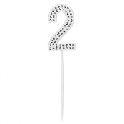 Diamanten taarttopper '2' (10.5 cm)