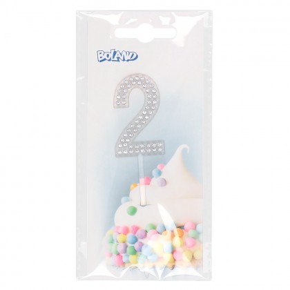 Diamanten taarttopper '2' (10.5 cm)