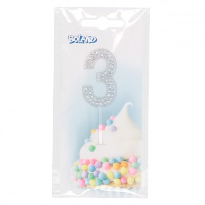 Diamanten taarttopper '3' (10.5 cm)