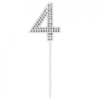 Diamanten taarttopper '4' (10.5 cm)