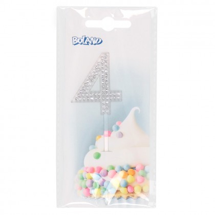 Diamanten taarttopper '4' (10.5 cm)