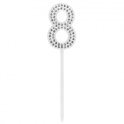 Diamanten taarttopper '8' (10.5 cm)