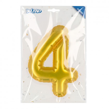 Folieballonsticker '4' goud (20 cm)