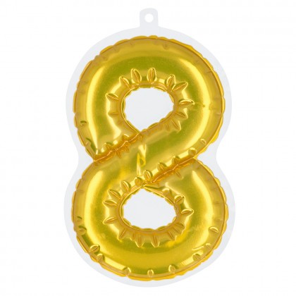 Folieballonsticker '8' goud (20 cm)