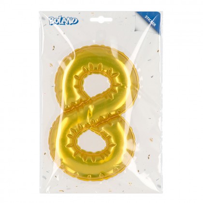 Folieballonsticker '8' goud (20 cm)