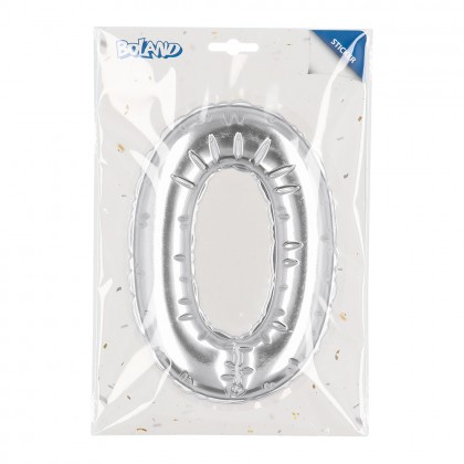 Folieballonsticker '0' zilver (20 cm)