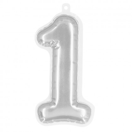 Folieballonsticker '1' zilver (20 cm)
