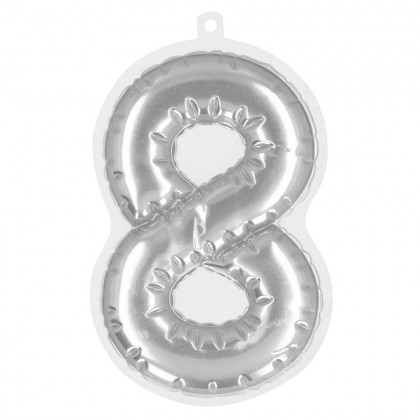 Folieballonsticker '8' zilver (20 cm)