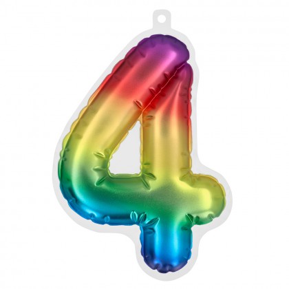 Folieballonsticker '4' regenboog (20 cm)