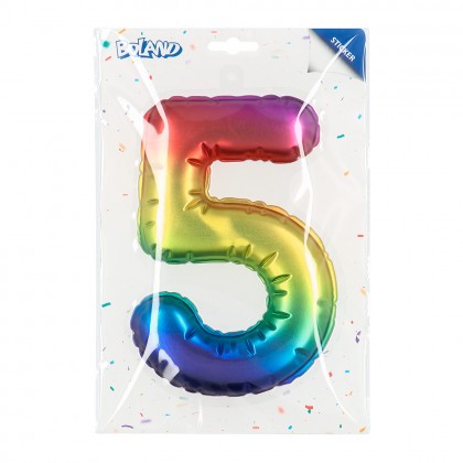 Folieballonsticker '5' regenboog (20 cm)